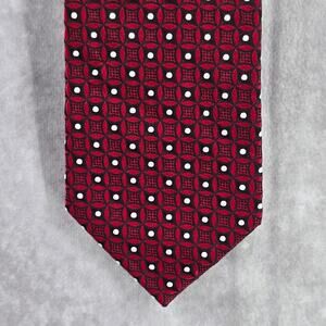 Pronto Uomo Red Geometric White Executive Polka‎ Dot Silk Men's Neck Tie